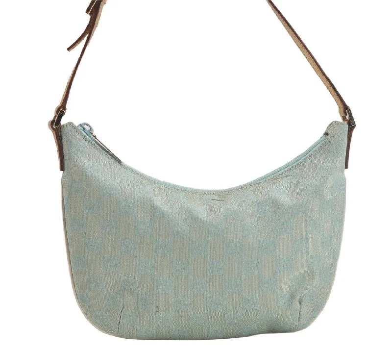 Gucci handbags for women with a beaded trimAuthentic GUCCI Shoulder Hand Bag GG Canvas Leather 0050813 Light Blue 4612K