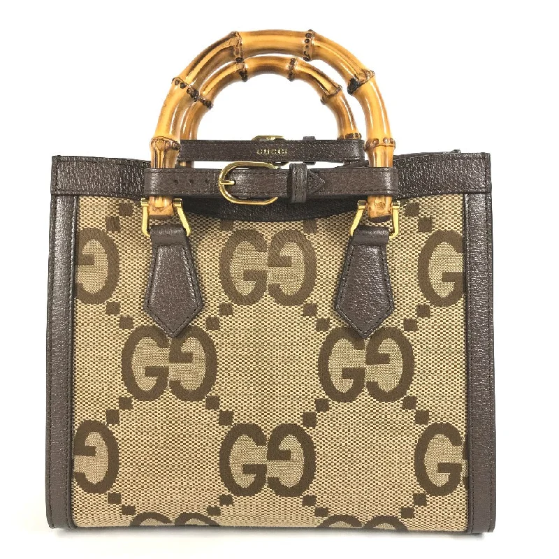 Women Gucci tote bags in GG Supreme canvas for a branded feelGUCCI Shoulder Bag 660195 GG canvas / leather beige Gucci Diana Bamboo Jumbo GG Small Tote Bag Women Used