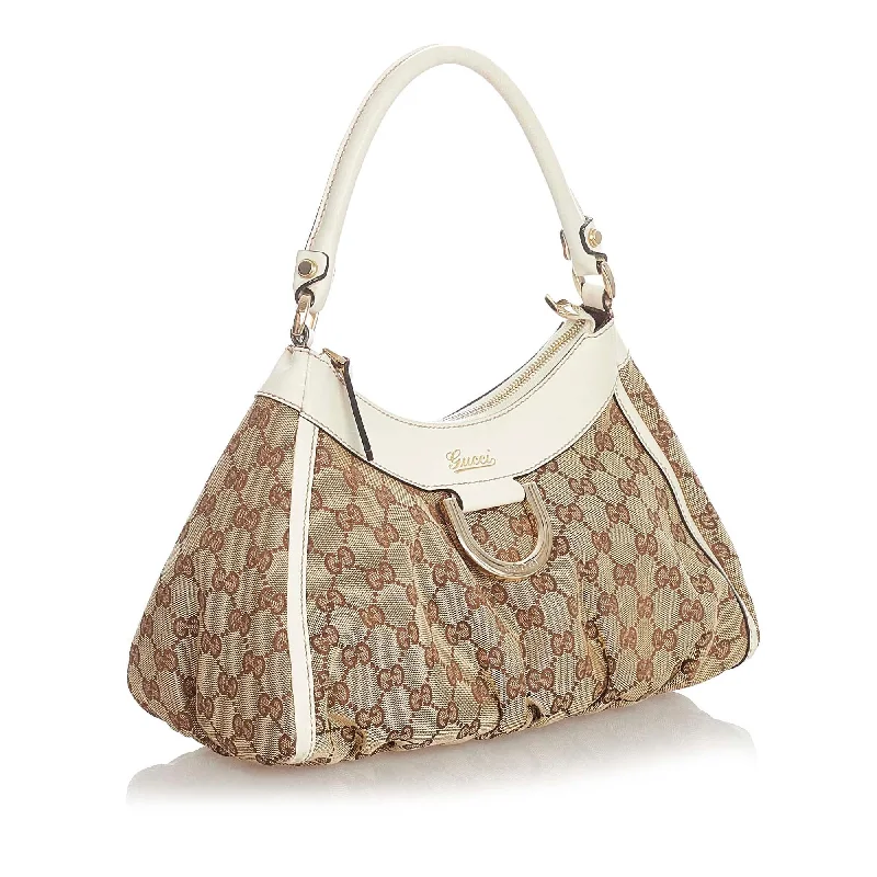 Gucci handbags for women with a metal - framed claspGucci GG Canvas Abbey D-Ring Shoulder Bag (22689)