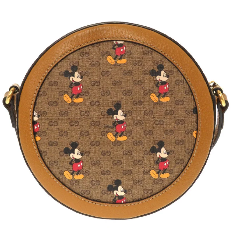 Gucci handbags for women with a patent - leather finishGUCCI Shoulder Bag 603938 GG Supreme Brown Disney Mickey Women Used