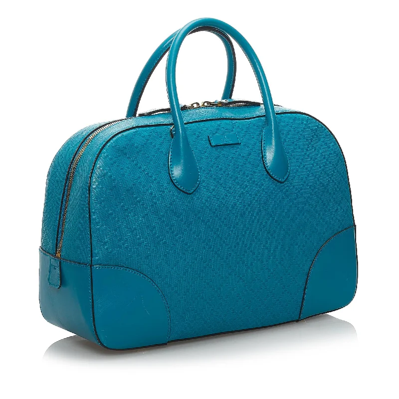 Gucci tote bags for women with a spacious interiorGucci Diamante Bright Leather Satchel (34238)