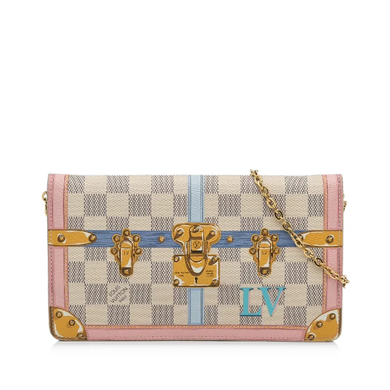 Louis Vuitton handbags with a back - zip pocket for storing valuablesLouis Vuitton Damier Azur Summer Trunks Pochette Weekend (4ijyhw)