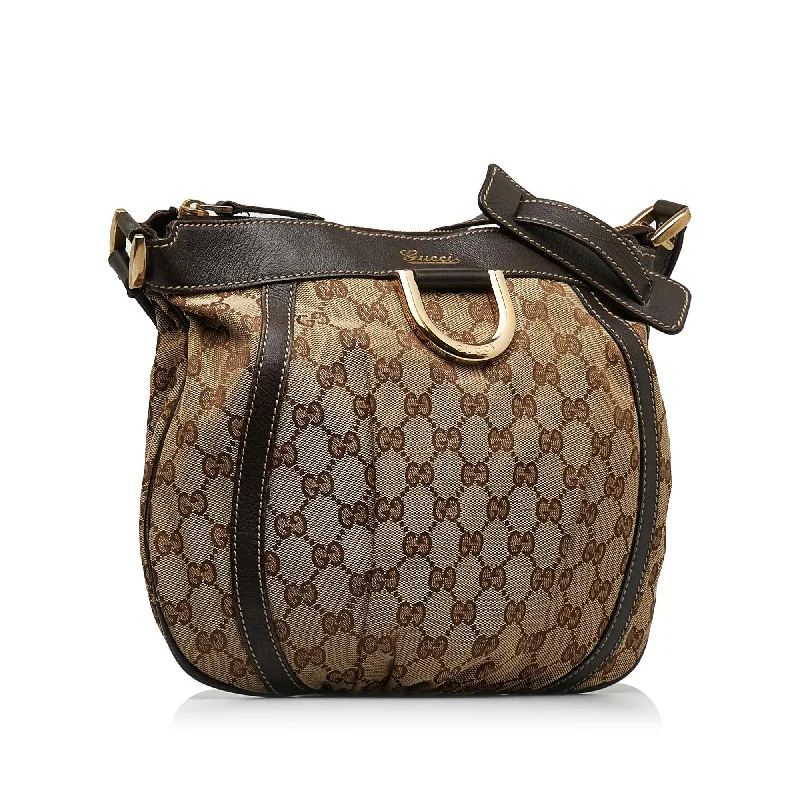 Ladies Gucci shoulder bags with a wide - width strapGucci GG Canvas Abbey D-Ring Crossbody Bag (ThMn65)