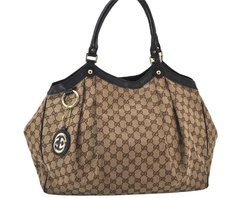 Ladies Gucci Dionysus bags with a detachable shoulder strapAuthentic GUCCI Sukey Shoulder Tote Bag GG Canvas Leather 211943 Brown 4642K