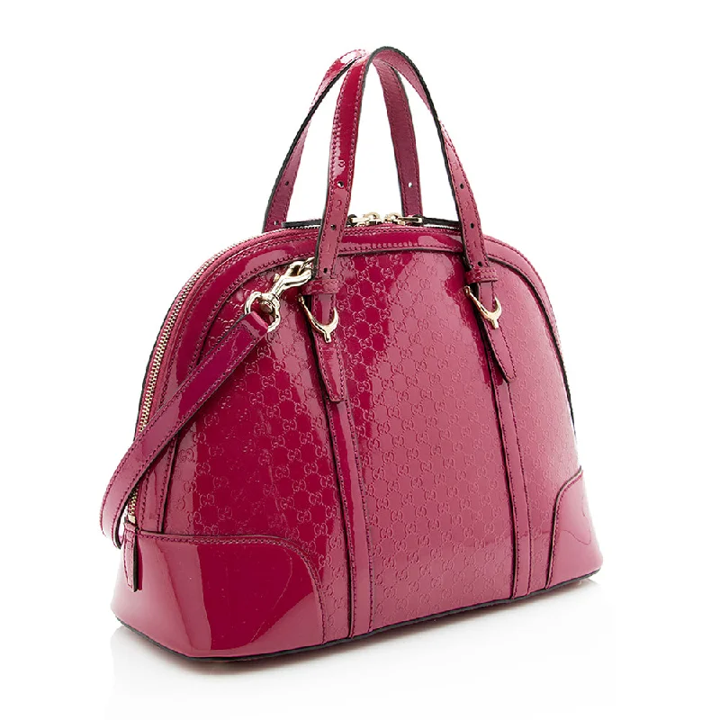 Women Gucci backpacks with a luxurious leather finishGucci Microguccissima Patent Leather ]Nice Satchel (SHF-18853)