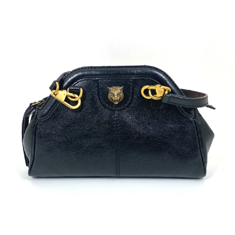 Women Gucci Sylvie bags with a crystal - embellished web stripeGUCCI Shoulder Bag 524620 leather black GG Marmont Liber Tiger Cat Head Women Secondhand