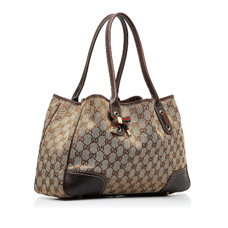 Women Gucci bags with a front - flap pocket for quick - access itemsGucci GG Canvas Princy Tote Bag (SHG-CgZKf5)