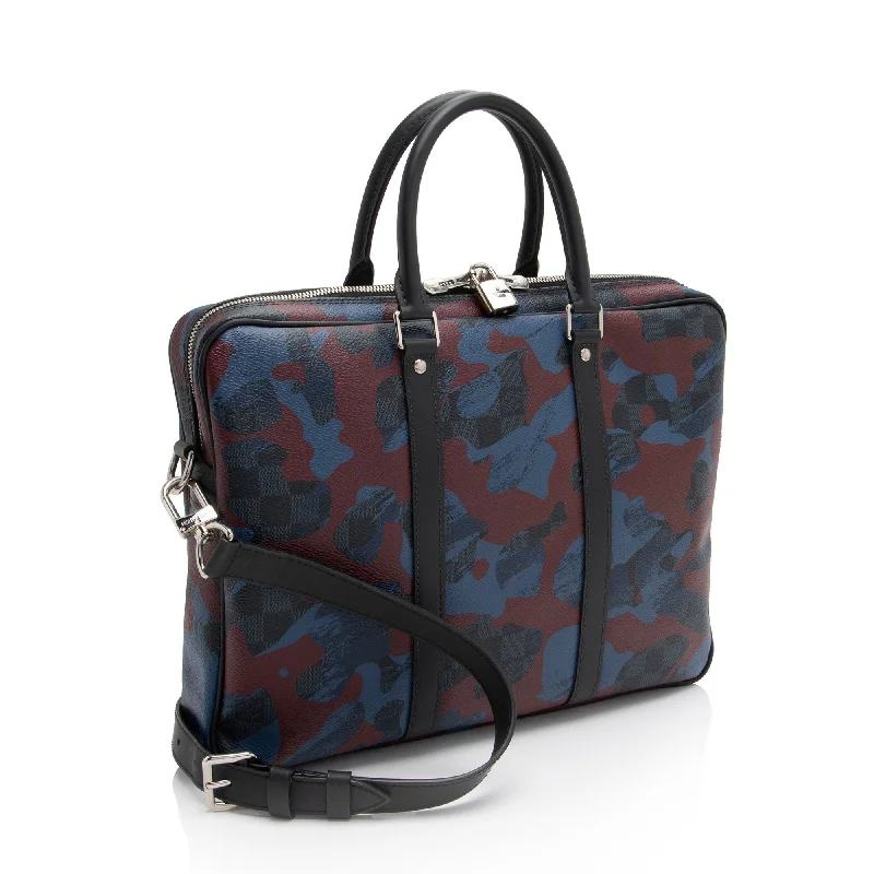 Louis Vuitton bags with a zippered interior pocket for better organizationLouis Vuitton Damier Cobalt Camouflage Porte-Documents Voyage PM Bag (tktgg5)