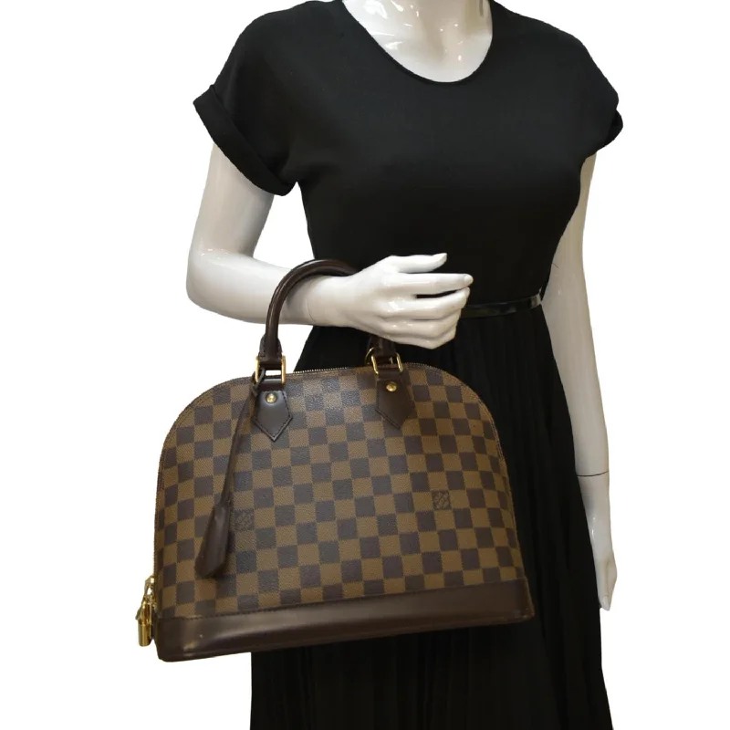 Louis Vuitton Capucines bags with smooth calfskin leather for luxuryLOUIS VUITTON Alma PM Damier Ebene Satchel Bag Brown