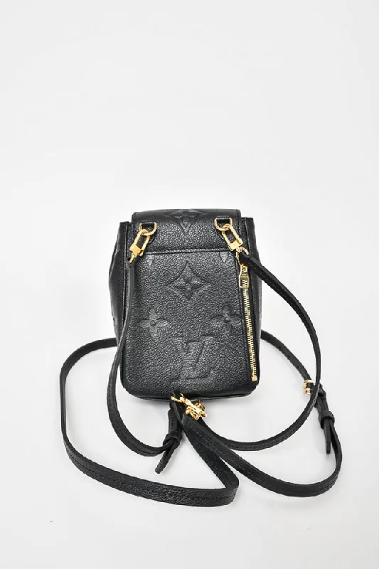 Louis Vuitton crossbody bags with a woven leather strap for textureLouis Vuitton Black Empreinte Leather Tiny Backpack