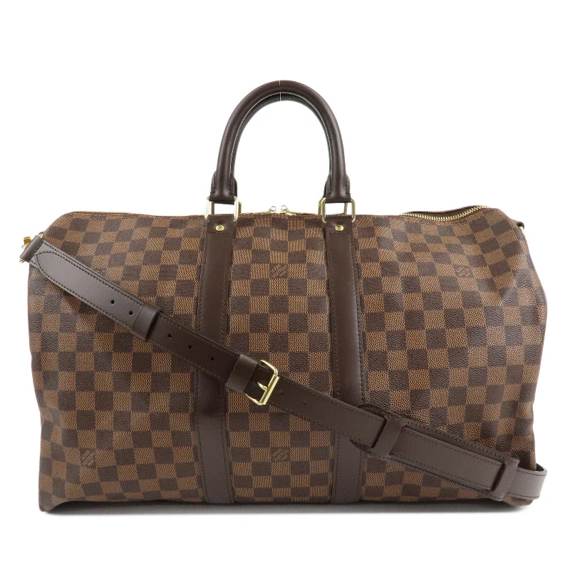 Louis Vuitton bags with a magnetic snap closure for easy accessLouis Vuitton Damier Keep All Bandouliere 45 Boston Bag N41428