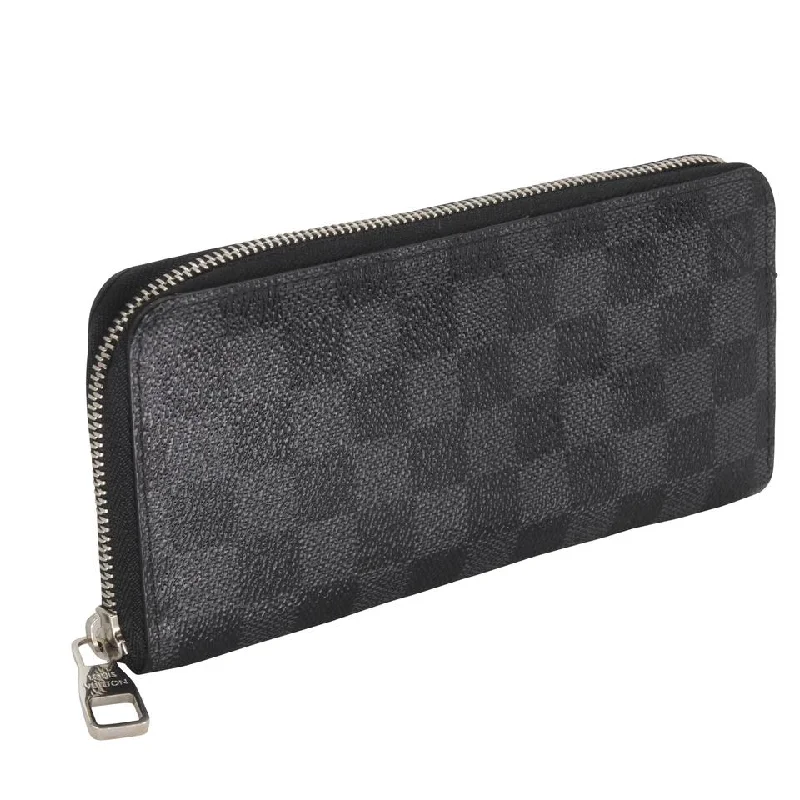 Ladies Louis Vuitton shoulder bags with a single - handle silhouetteLouis Vuitton Black Damier Graphite Coated Canvas Zip Around Wallet