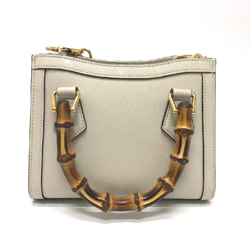 Women Gucci bags with a snap - button closure and a decorative charmGUCCI Shoulder Bag 655661 leather white GG Marmont Diana Bamboo Women Used