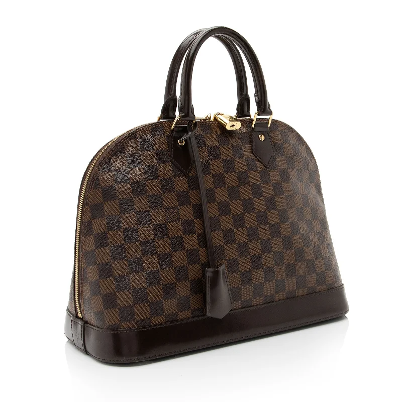 Louis Vuitton handbags with a back - zip pocket for storing valuablesLouis Vuitton Damier Ebene Alma MM Satchel (x7hOgn)