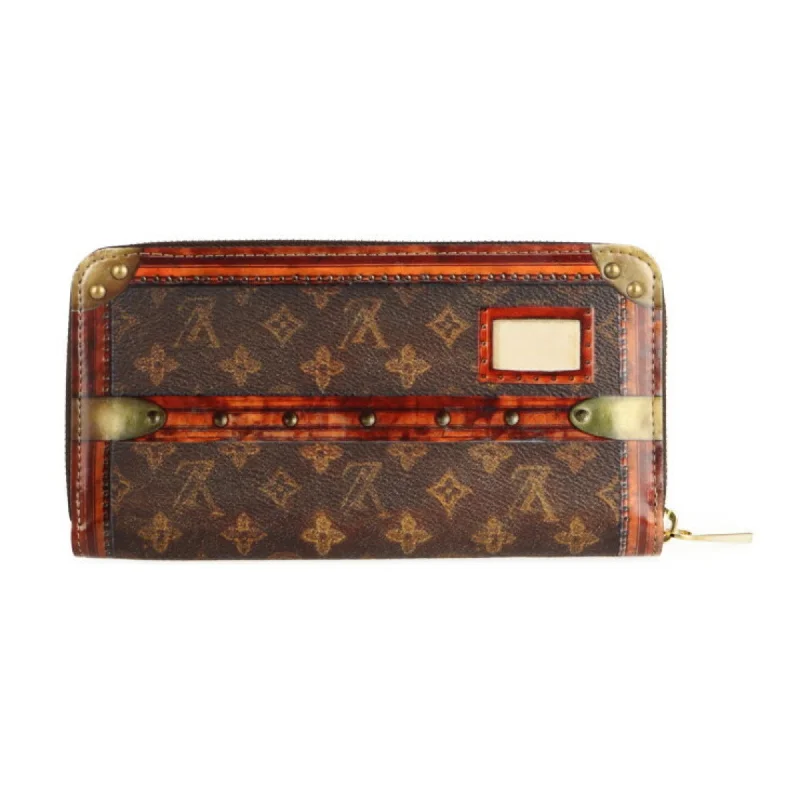 Louis Vuitton bags with a chain - link trim and a leather body for a modern edgeLouis Vuitton Brown Canvas Zippy wallet wallet accessories