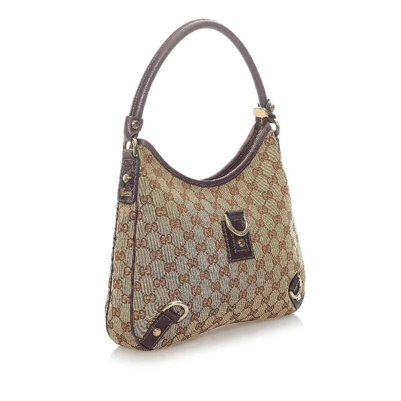 Women Gucci bags with a front - zip pocket for small itemsGucci GG Canvas Abbey D-Ring Handbag (32919)