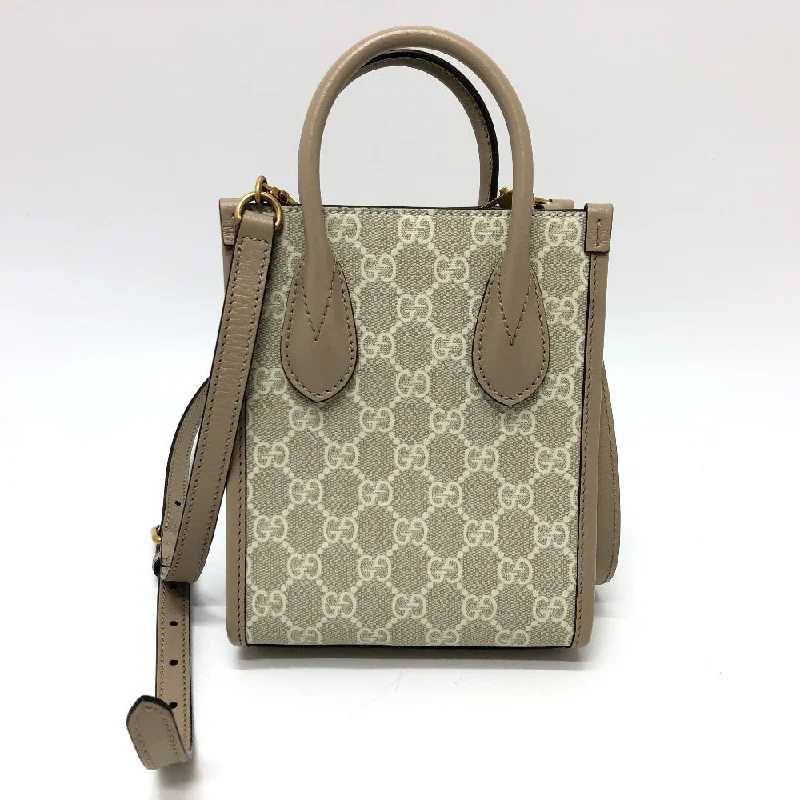 Women Gucci backpacks with a luxurious leather finishGUCCI Shoulder Bag 671623 GG Supreme Canvas light beige GG Supreme Interlocking G Mini Tote Bag Women Used