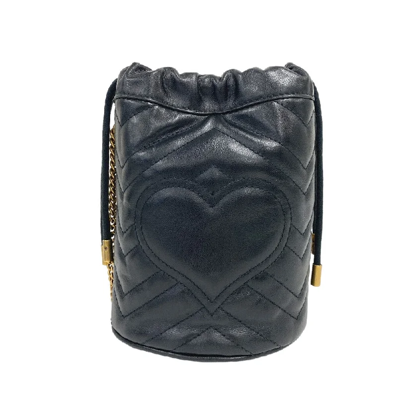 Ladies Gucci shoulder bags with a single - handle designGUCCI Shoulder Bag leather black ChainShoulder GG Marmont Women Used