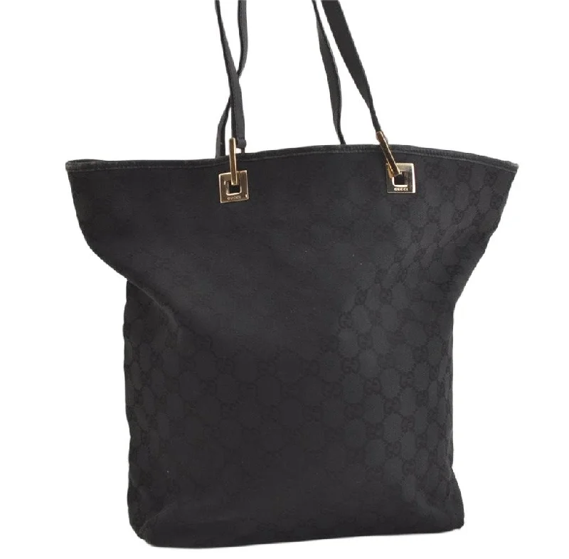 Gucci handbags for women with a metal - framed claspAuthentic GUCCI Vintage Shoulder Tote Bag GG Canvas Leather 0021098 Black 4740K