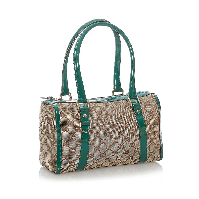 Gucci tote bags for women with a double - handle designGucci GG Canvas Abbey Boston Bag (30437)