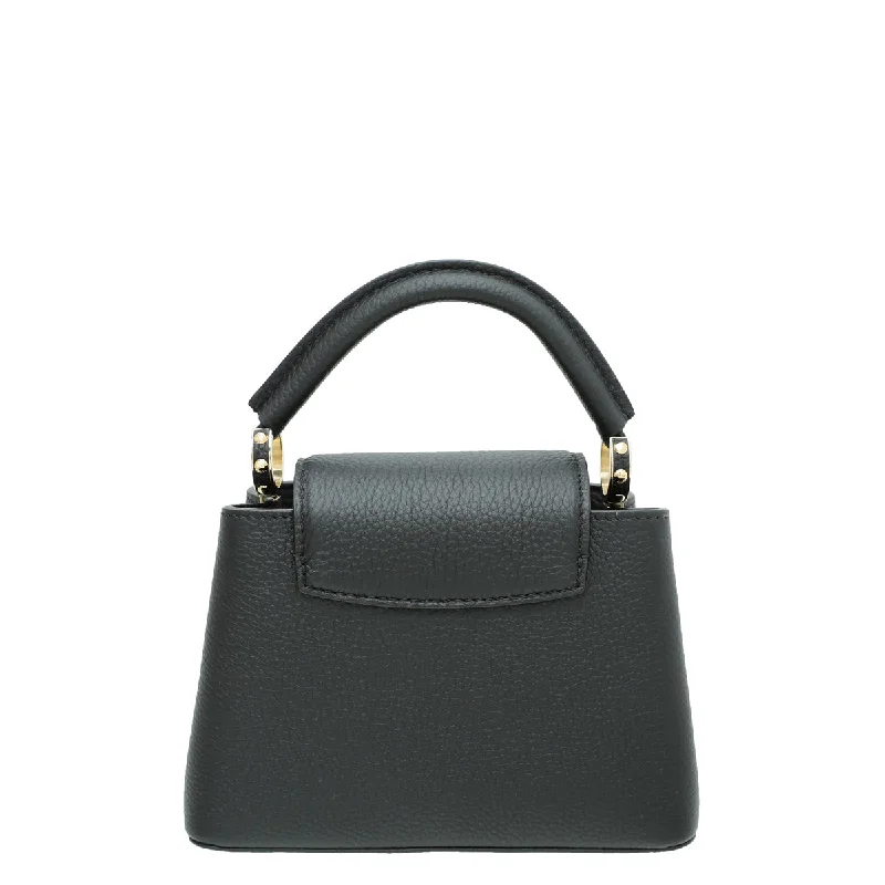 Louis Vuitton handbags with a patent - leather finish for a shiny lookLouis Vuitton Black Capucines Mini Bag