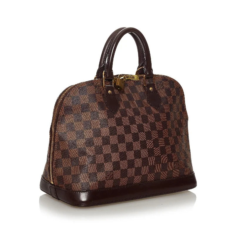 Louis Vuitton crossbody bags with a woven leather strap for textureLouis Vuitton Damier Ebene Alma PM (33419)