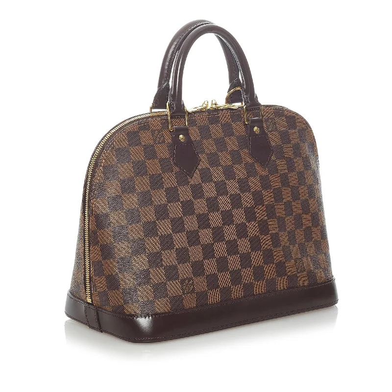 Louis Vuitton handbags with a patent - leather finish for a shiny lookLouis Vuitton Damier Ebene Alma PM (33584)