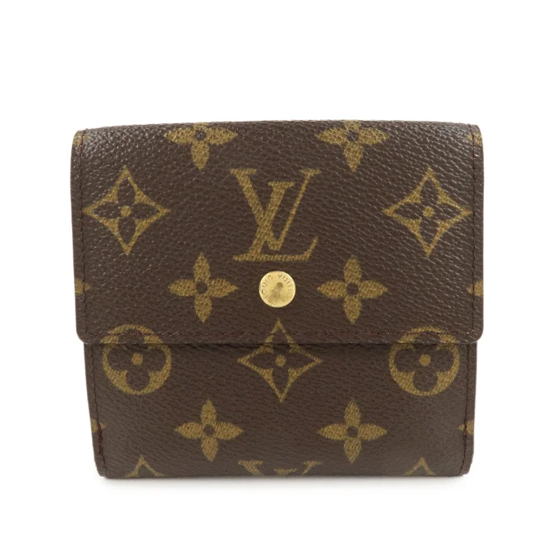 Louis Vuitton bags with a snap - button closure and a decorative charm for styleLouis Vuitton Monogram Portefeuille Elise Wallet M61654