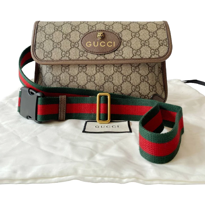 Women Gucci Sylvie bags featuring the signature web stripeGucci Feline Neo Vintage GG Supreme Belt Bag