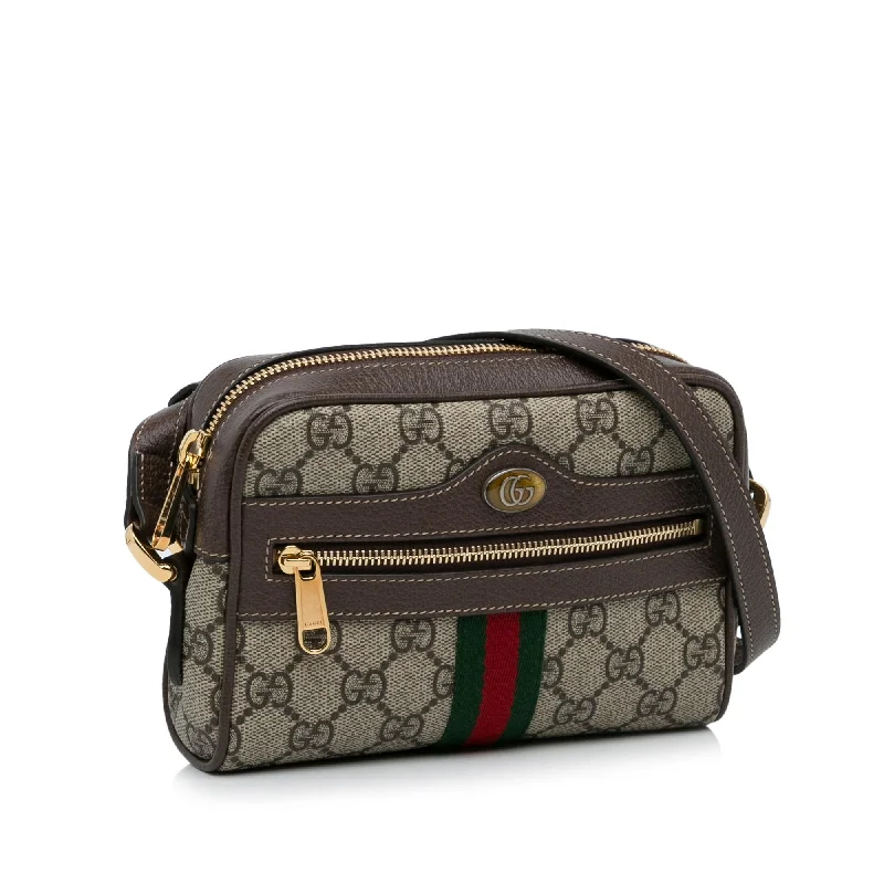 Women Gucci bags with a front - zip pocket for small itemsGucci Mini GG Supreme Ophidia Crossbody Bag (SHG-PbO4IG)