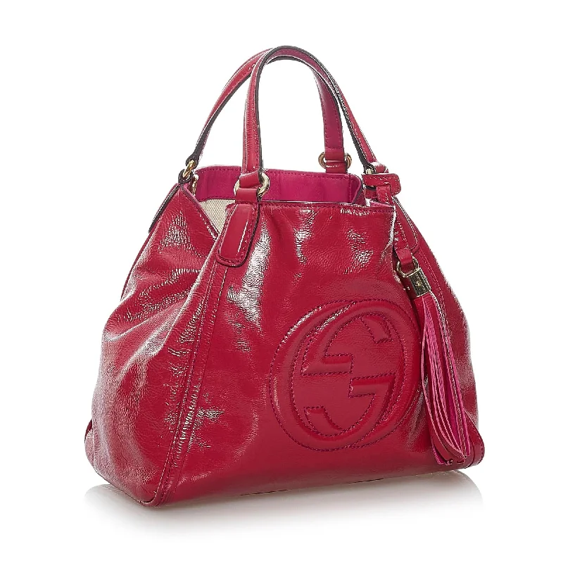 Gucci backpacks for women with a hidden back pocketGucci Soho Patent Leather Satchel (SHG-29766)