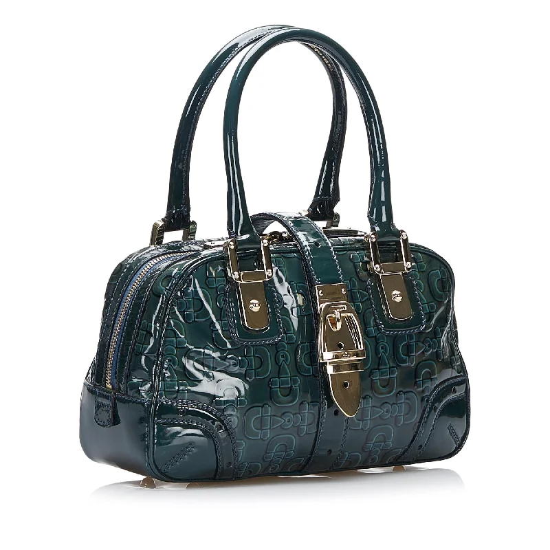 Ladies Gucci shoulder bags with a magnetic - closure flapGucci Patent Horsebit Handbag (SHG-eObUnw)