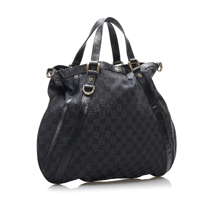 Women Gucci bags with a chain - link trim and a leather bodyGucci GG Canvas Abbey Convertible Satchel (tghdzq)