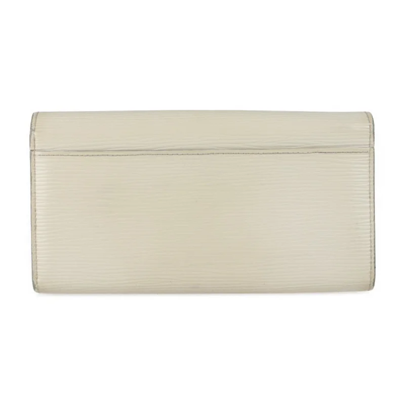 Louis Vuitton bags with a chain - link trim and a leather body for a modern edgeLouis Vuitton White Leather Portefeuille Sarah wallet accessories