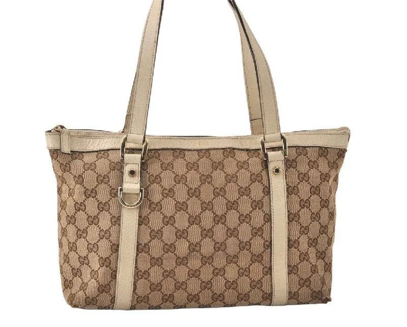 Women Gucci Sylvie bags with a monogram - embossed leatherAuthentic GUCCI Abbey Shoulder Tote Bag GG Canvas Leather 141470 Brown 4668K