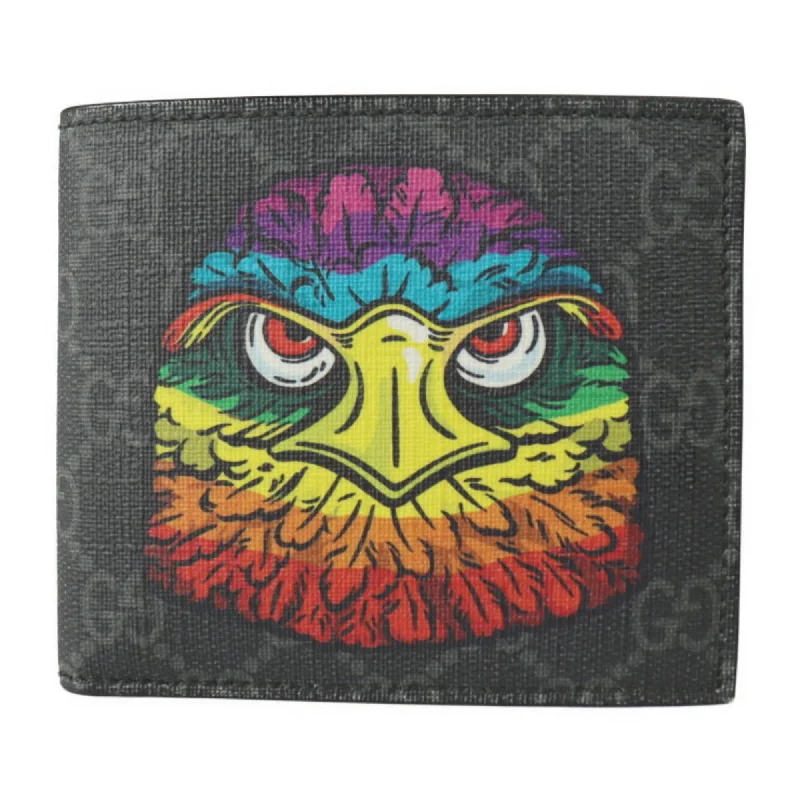 Gucci handbags for women with a metal - framed claspGucci coin wallet folio 451266 GG Supreme canvas gray multicolor eagle bird