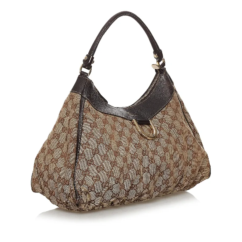 Gucci Marmont bags for women with a contrast - colored interiorGucci GG Canvas Abbey D-Ring Hobo Bag (30330)