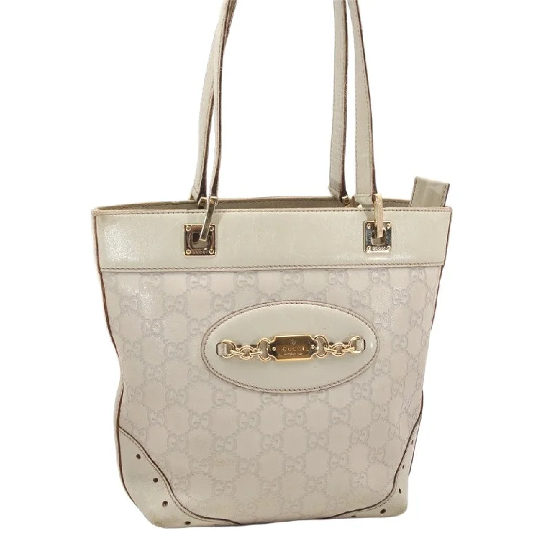 Gucci tote bags for women with a water - resistant coatingAuthentic GUCCI Guccissima GG Leather Hand Bag Purse 145994 White 4704K