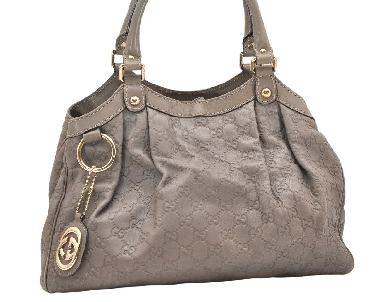 Women Gucci Sylvie bags with a leather - wrapped handleAuthentic GUCCI Sukey Guccissima Tote Hand Bag GG Leather 211944 Gray 4713K