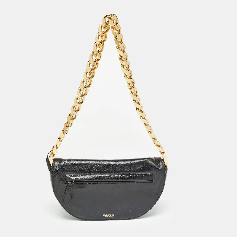 Burberry Bags with Adjustable Shoulder Straps for ComfortBURBERRY Black Soft Leather Small Olympia Chain Shoulder Bag