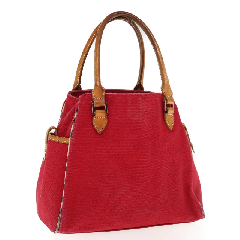 High - Quality Burberry Leather Shoulder BagsBURBERRY Hand Bag Canvas Red Auth ac2619