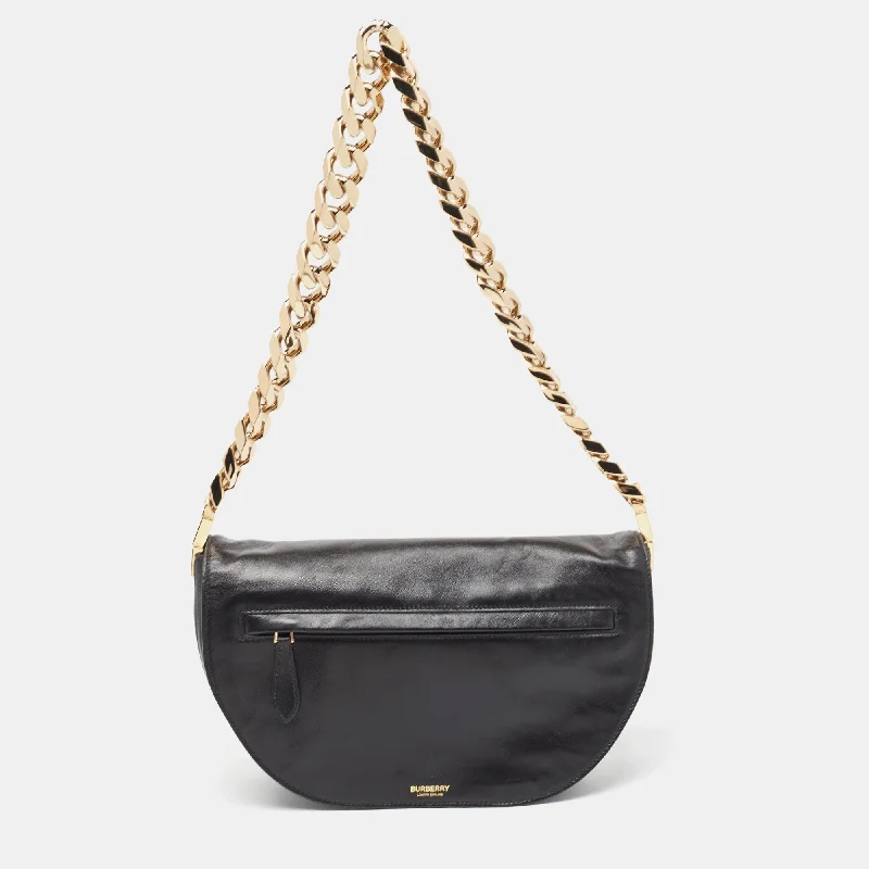 Statement - Making Oversized Burberry BagsBURBERRY Black Soft Leather Medium Olympia Bag