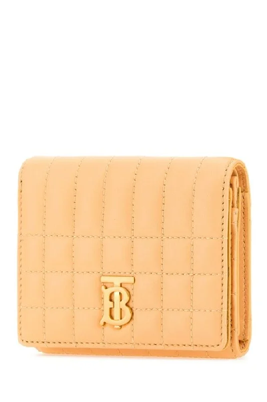 Embroidered Burberry Bags with Floral PatternsBurberry Woman Peach Leather Small Lola Wallet