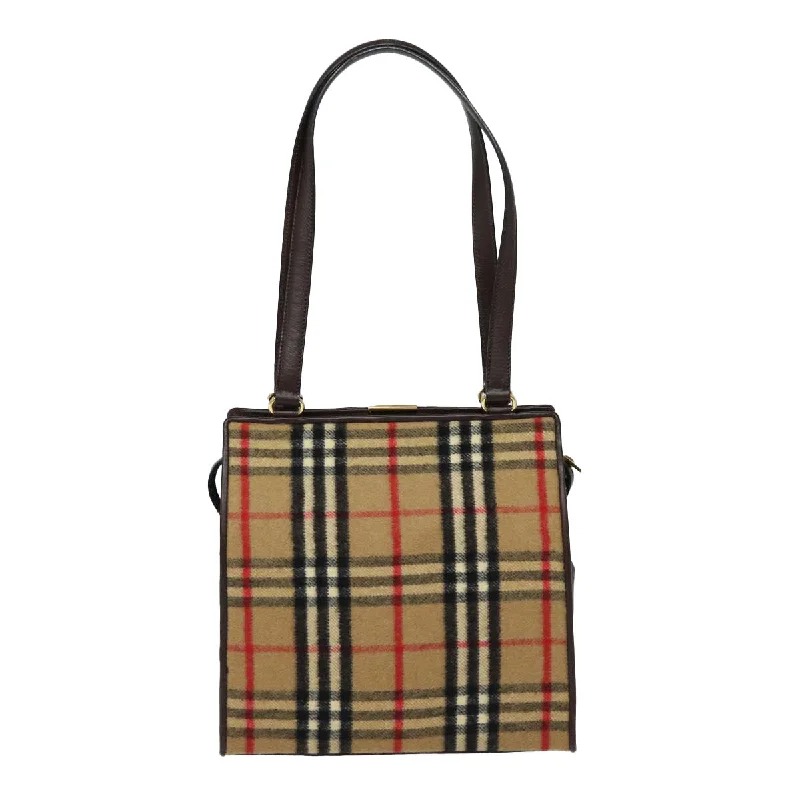 Sustainable Burberry Bags Made from Recycled MaterialsBURBERRYSs Nova Check Shoulder Bag Wool Beige Gold  85746