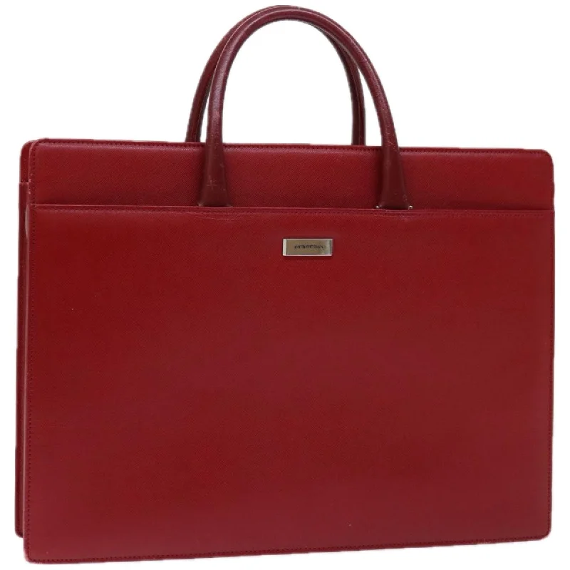 Easy - to - Clean Burberry Bags for Busy LifestylesBURBERRY Hand Bag Safiano leather Red Auth ep3405