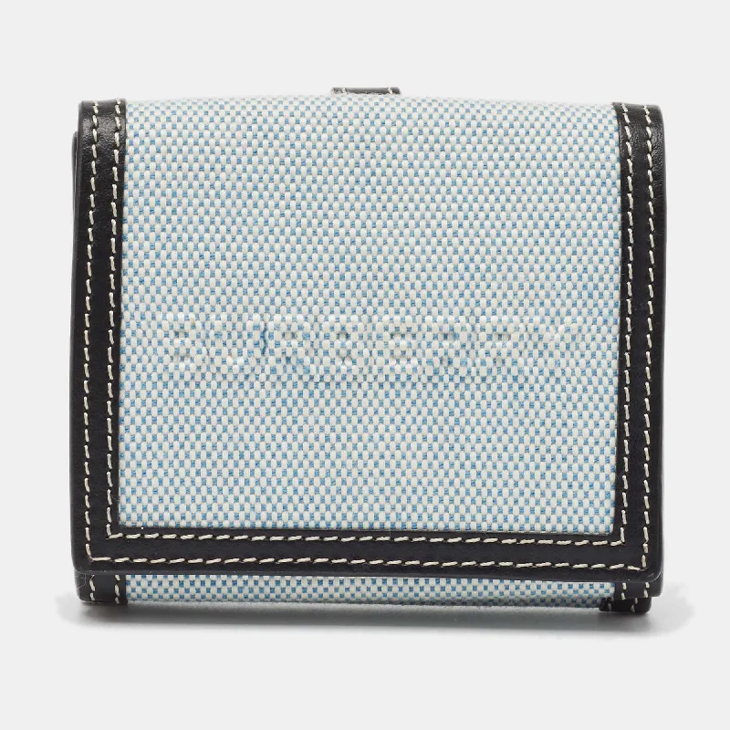 Elegant Burberry Clutch Bags for Formal EventsBURBERRY Blue/Black Canvas and Leather Luna Compact Wallet