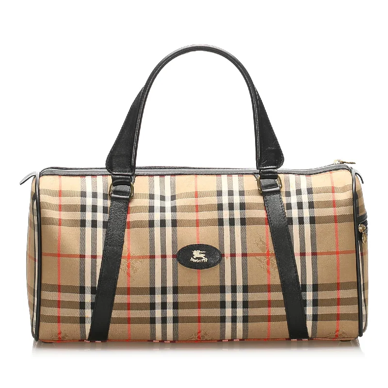 Burberry Bags with Detachable Straps for CustomizationBurberry Haymarket Check Canvas Boston Bag (SHG-12142)