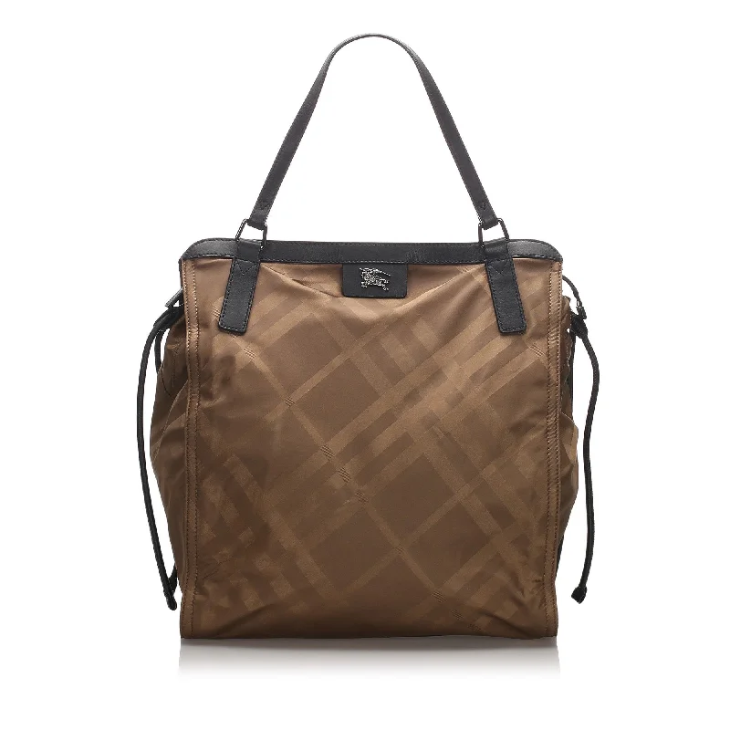 Burberry Bags with Detachable Straps for CustomizationBurberry Brown Nylon Fabric Plaid Buckleigh Tote Bag United Kingdom