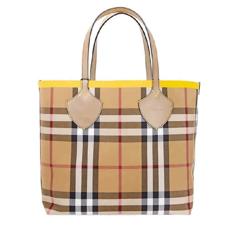 Burberry Bags with Hidden Pockets for Secret StorageBurberry Large Giant Tote in Colour Block Check- Antique Yellow/Golden Yellow