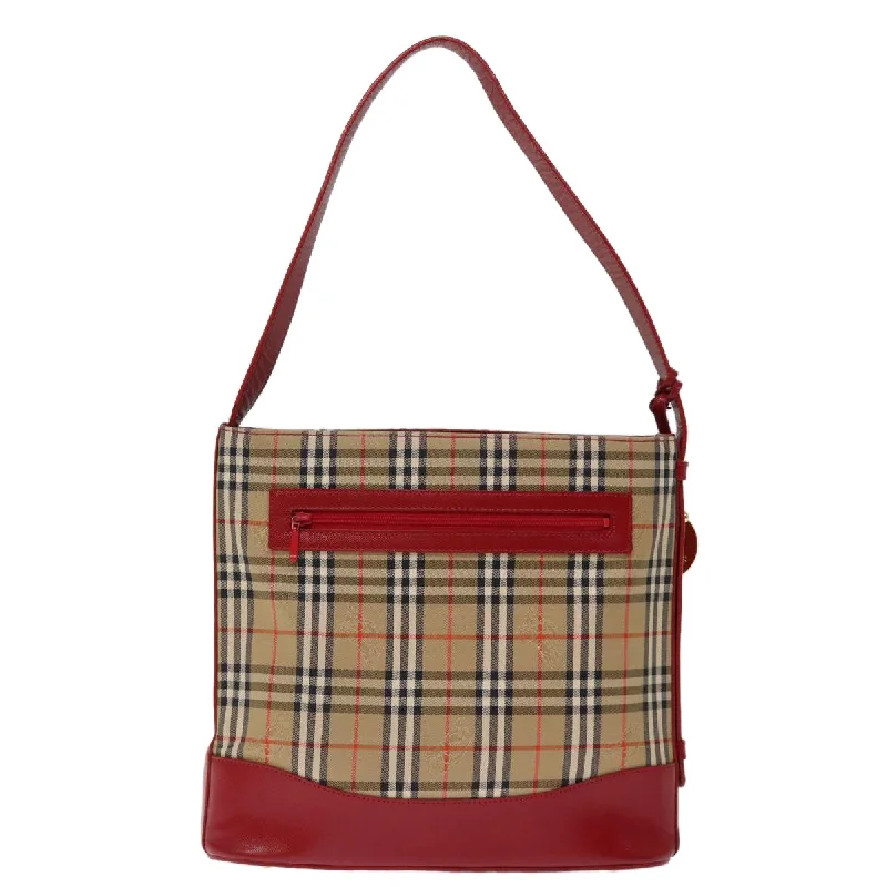 Designer Burberry Bags for Fashion EnthusiastsBURBERRYSs Nova Check Shoulder Bag Canvas Beige Red  74385